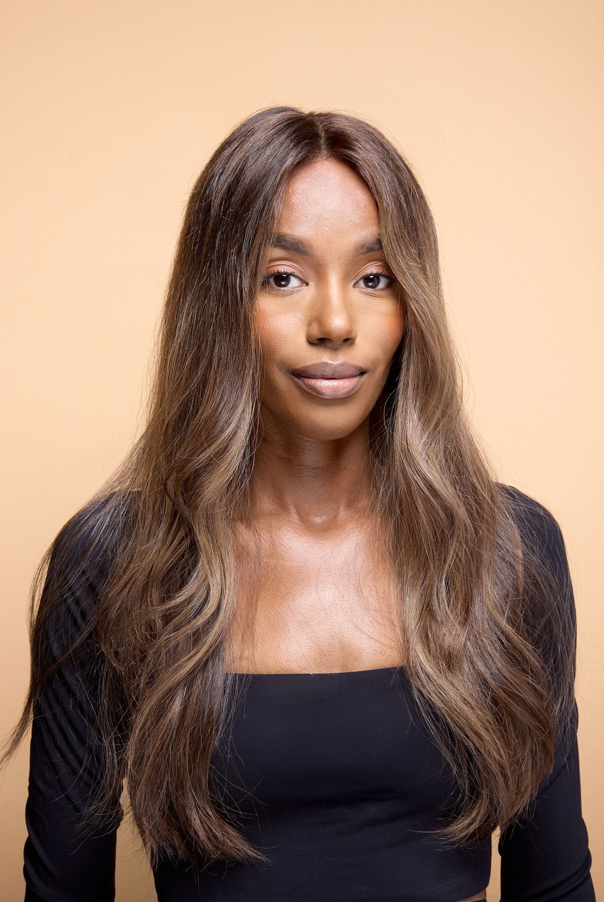 Bronde long sleek straight lace front wig human virgin hair Shani Wigs